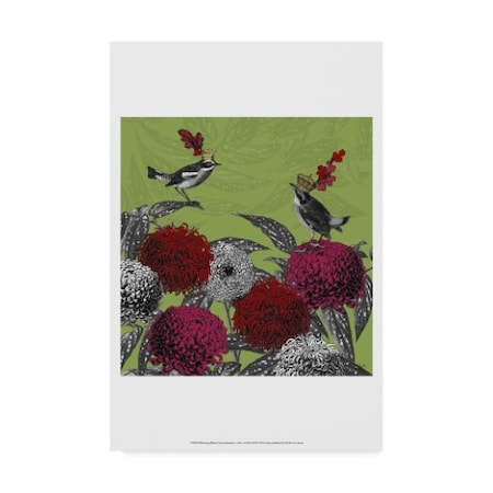 Fab Funky 'Blooming Birds, Chrysanthemum 1, Fine Art Print' Canvas Art,30x47
